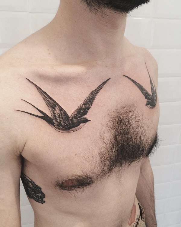 Chest Swallows Tattoo by mxw8 on DeviantArt