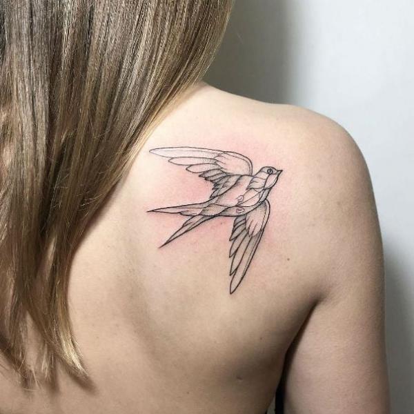 Sparrow Tattoo on Shoulder - Ace Tattooz