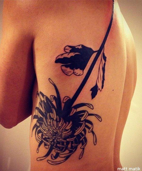 Small Rib Cage Feather Tattoo For Woman