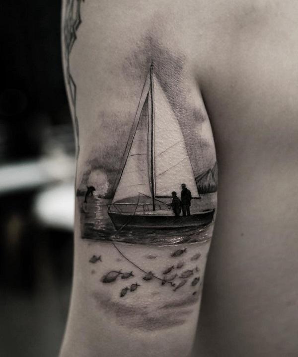 Sailing boat tattoo by Mambo Tattooer | Post 31457