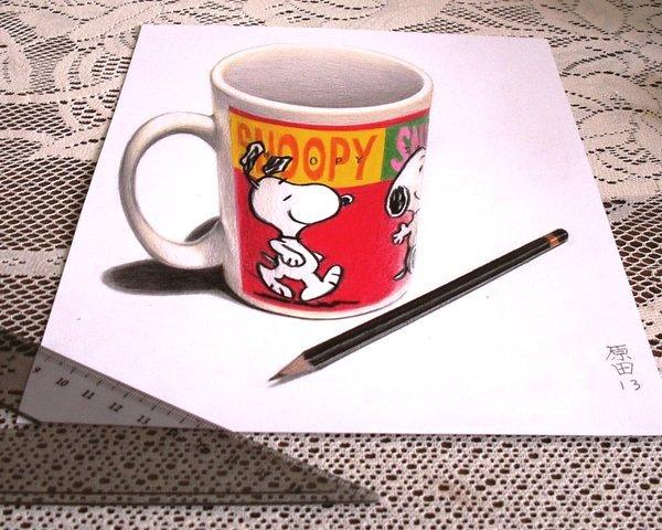 Snoopy Mug 3D drawing by Carmen Harada