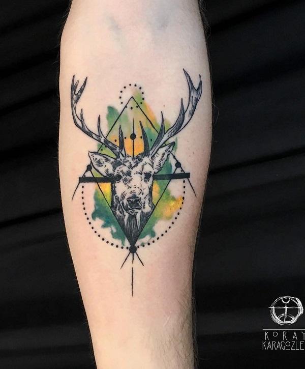 Geometrical and realistic deer . . . . Geometric deer tattoos represent  nobility, rebirth, kindness, peace, love, family and intelligence... |  Instagram