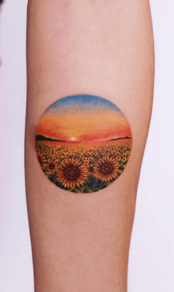 Sunflower and Moon Tattoo | Tattoos for women, Sunflower tattoos, Small  tattoos for guys