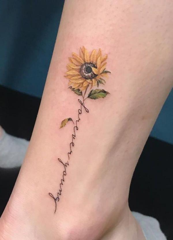 Sunflower tattoo with words