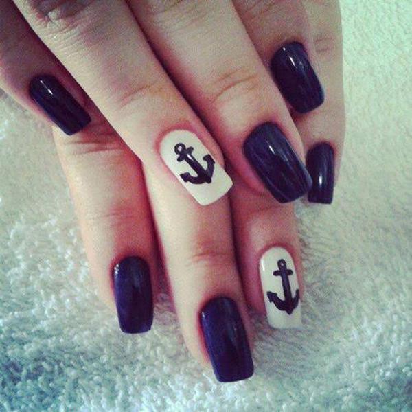 cute anchor nail designs black and white