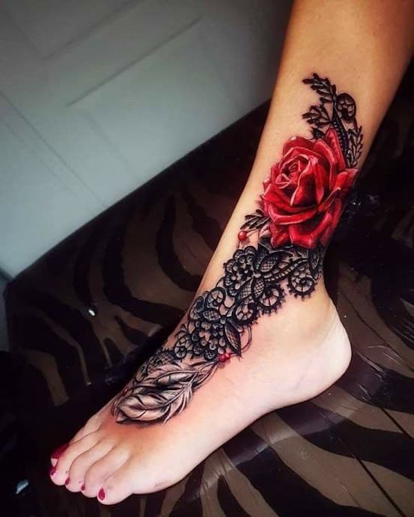 Cheap 3D Peony Rose Lily Tatto Sticker For Women Girl Black Flower Lace  Fake Tattoos Mekeup Chains Body Temporary Tatoos For Arm Leg  Joom