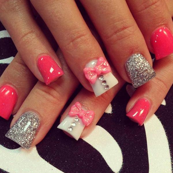 cute acrylic nails with bows