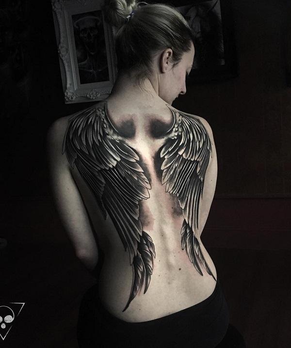 Tattoo uploaded by Dan Kline  Black and grey angel wings  Tattoodo