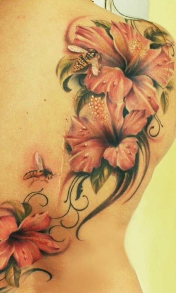 Yellow Hibiscus Flowers Tattoo Design