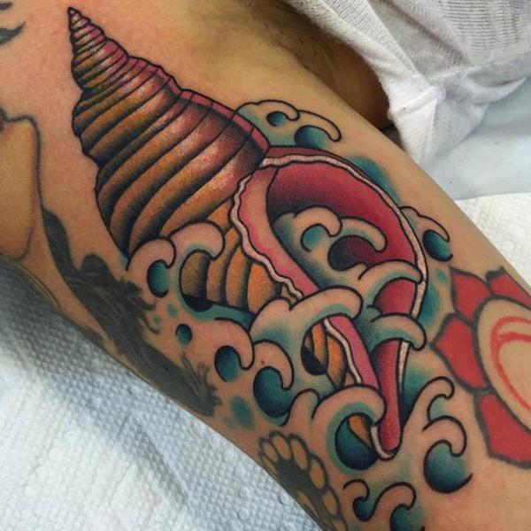 Tattoo uploaded by Marina • Conch Shell #wrist #wristtattoo #minitattoo # conchshell #seashell • Tattoodo