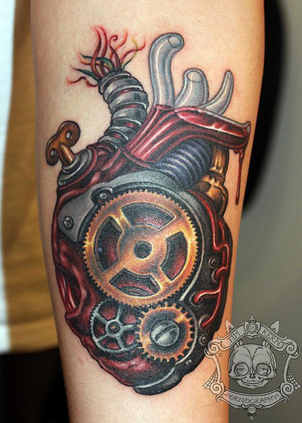 steampunk broken heart tattoo