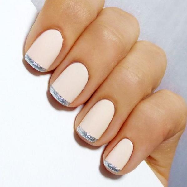 white and silver french nails