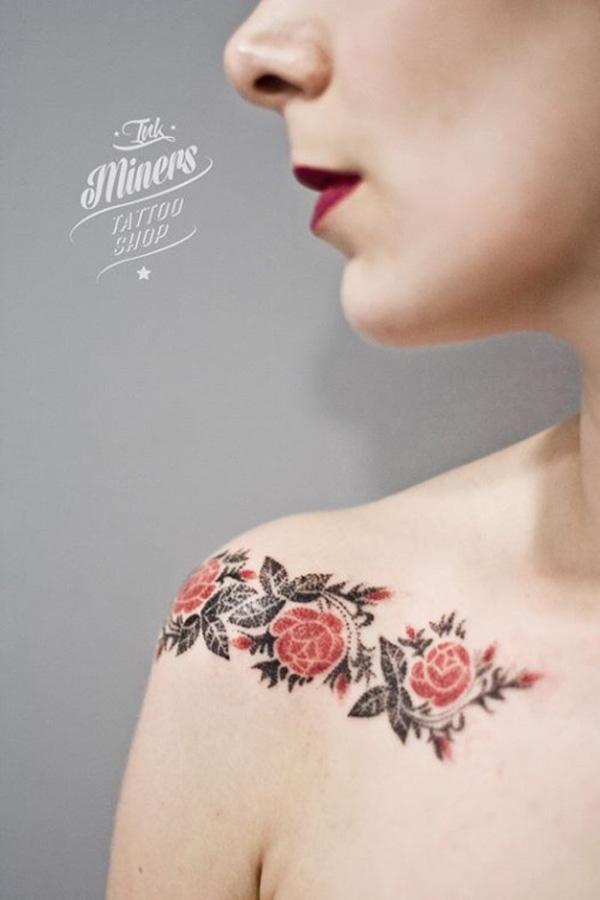 Floral collarbone tattoo | Collar bone tattoo, Flower tattoo shoulder,  Bouquet tattoo