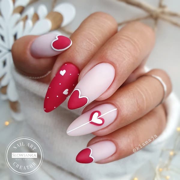 Valentine’s day nail art idea for long nail