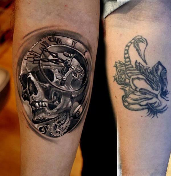 Evil Skull Coverup Tattoo by Jackie Rabbit by jackierabbit12 on DeviantArt