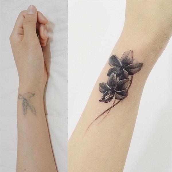 Flower tattoo cover up by Jackie Rabbit by jackierabbit12 on DeviantArt