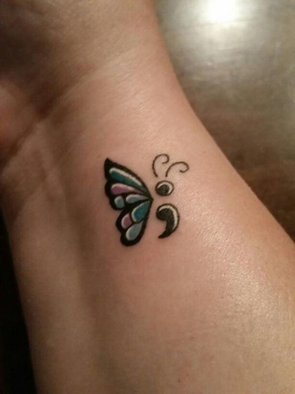 what does the semicolon butterfly tattoo mean