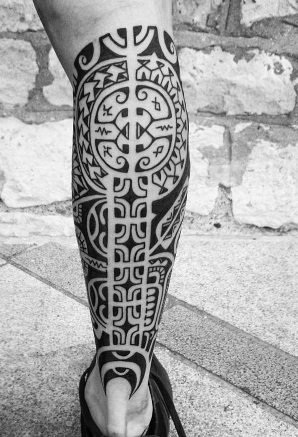 Set of tattoo sketch maori style for leg or shoulder with swastika. Black  and white. 34855800 Vector Art at Vecteezy