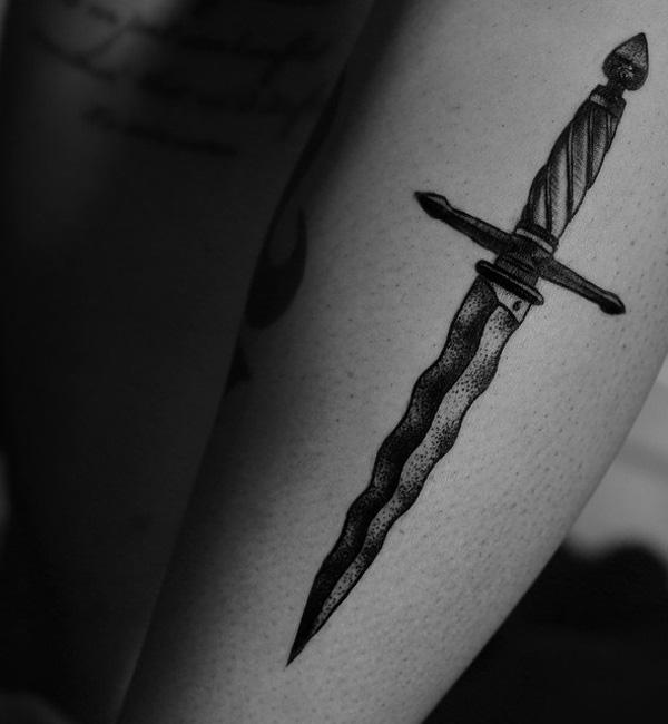 Tattoo tagged with: facebook, forearm, japanese culture, jayshin, katana,  patriotic, single needle, small, sword, twitter, weapon | inked-app.com