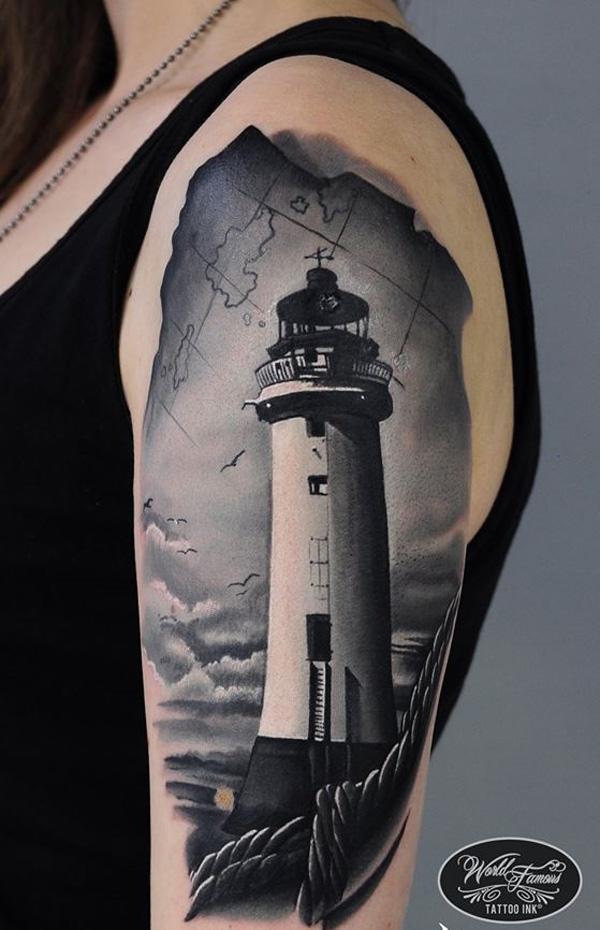 Lighthouse Temporary Tattoo Lighthouse Sunset Temporary  Etsy Denmark