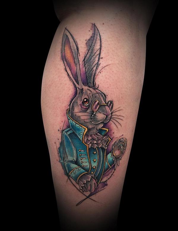white rabbit tattoo designs
