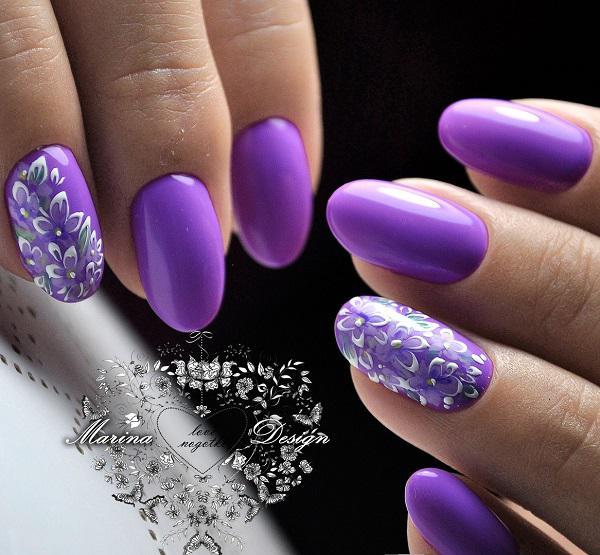 40+ beautiful purple flower nail designs that you can't take your eyes ...