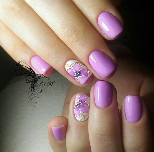 Simple Matte Purple and Dark Purple with Purple flower nail ar | Purple  nail art designs, Fancy nail art, Yellow nail art
