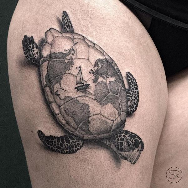 Hawaiian Green Sea Turtle done by Pete Meserlian sweetiepeteytattoo at  Legacy Tattoo in College Station TX  rtattoo