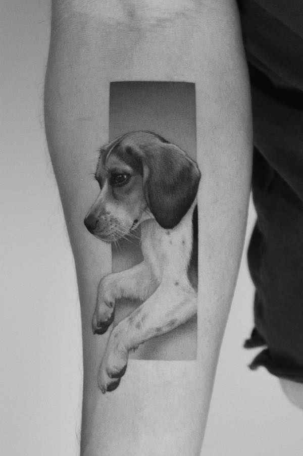 Bagel the Beagle, done by Ana at Untouchable Ink, brooklyn : r/tattoos