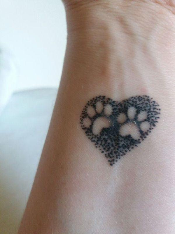 Paw Print Heart Tattoo drawing free image download