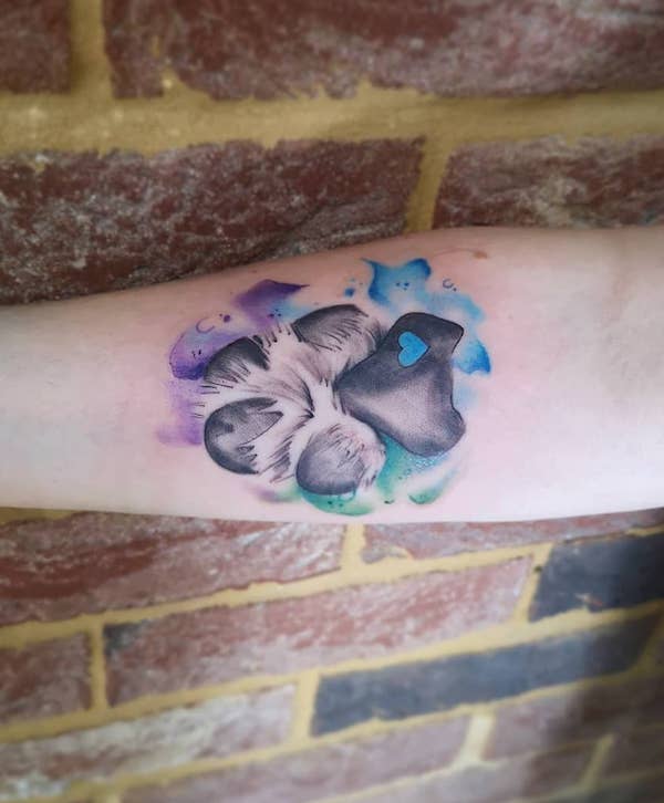 Watercolor Paw tattoo women at theYoucom