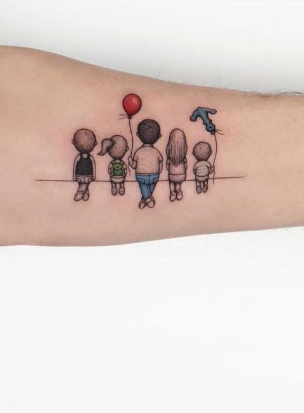 Simple cartoon family tattoo