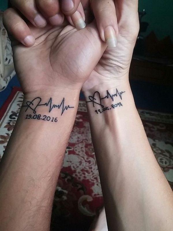Heartbeats matching tattoos