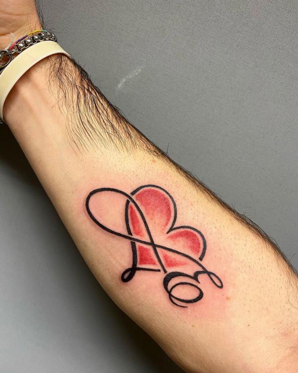 Infinity with red heart symbol