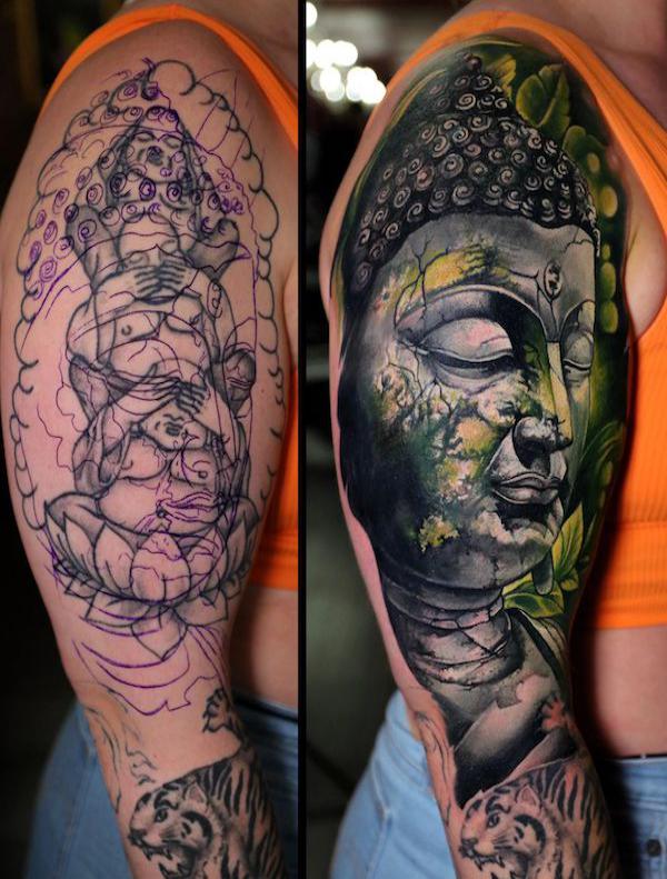 Alternative Tattoo - Buddha /Anglia. Dzień któryś tam. Sorry for bad pic.  Done with: Dermalize PRO, Intenze Tattoo Ink, Anchored by Nikko Hurtado,  Inkjecta, H2Ocean at Country Gent - Huddersfield. Zapisy/ Booking: