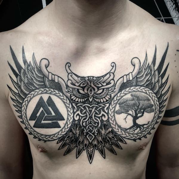 Pin by Ian Frei on Tattoo | Traditional owl tattoos, Owl tattoo chest, Cool chest  tattoos
