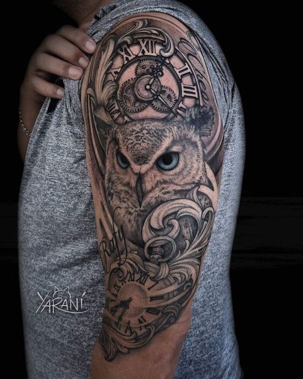 Owl Realism Forearm Tattoo