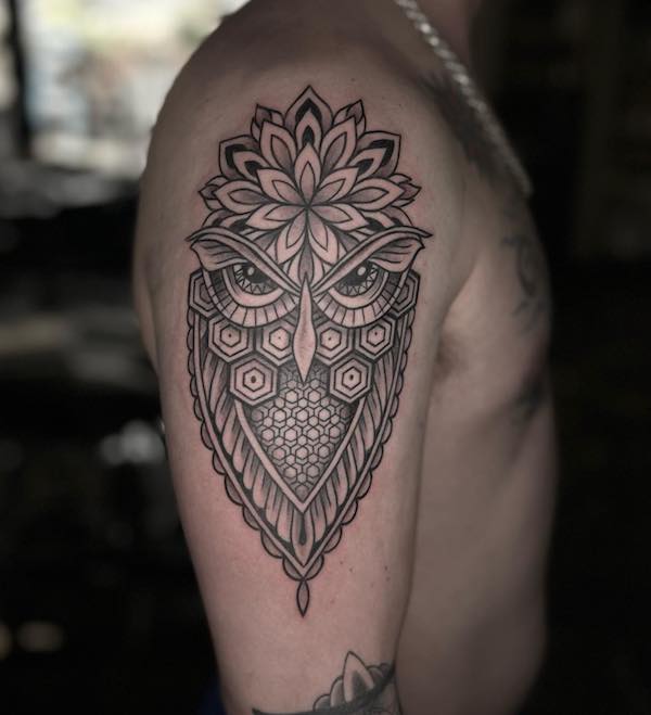 Mandala Jewel Owl Tattoo Custom Design Tattoo Instant  Etsy Finland