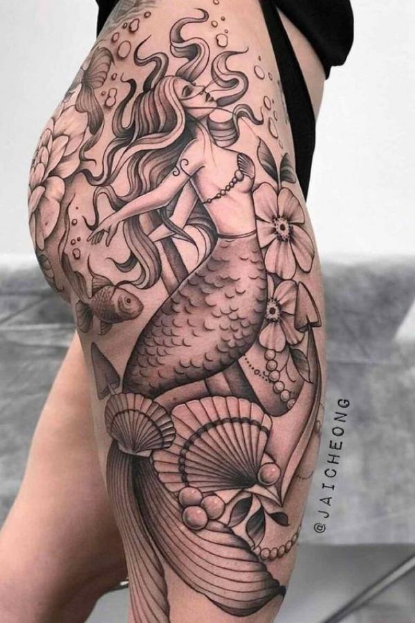 Mermaid Tattoo Small Simple - Temu