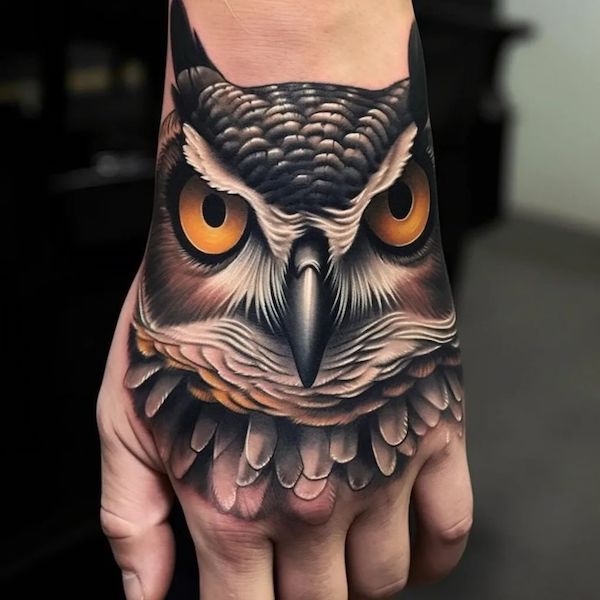 owl head tattoo simple