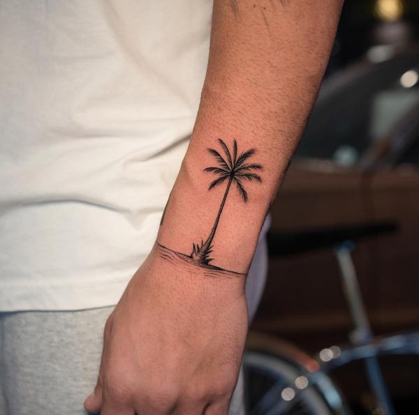 Palm Tree Sunset Temporary Tattoo - Etsy Israel