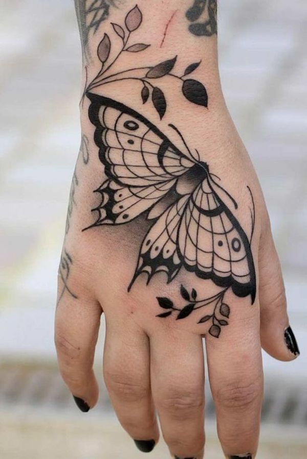 Musical Butterfly Tattoo On Leg