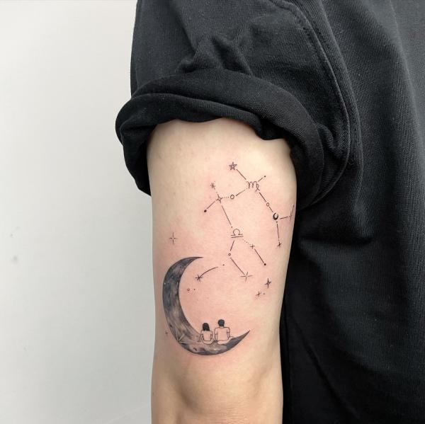 Crescent moon tattoo hi-res stock photography and images - Alamy