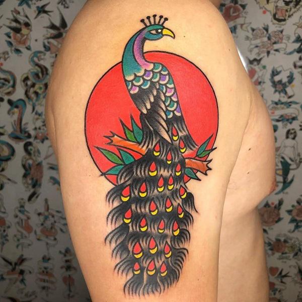Full Back Peacock Tattoo Idea