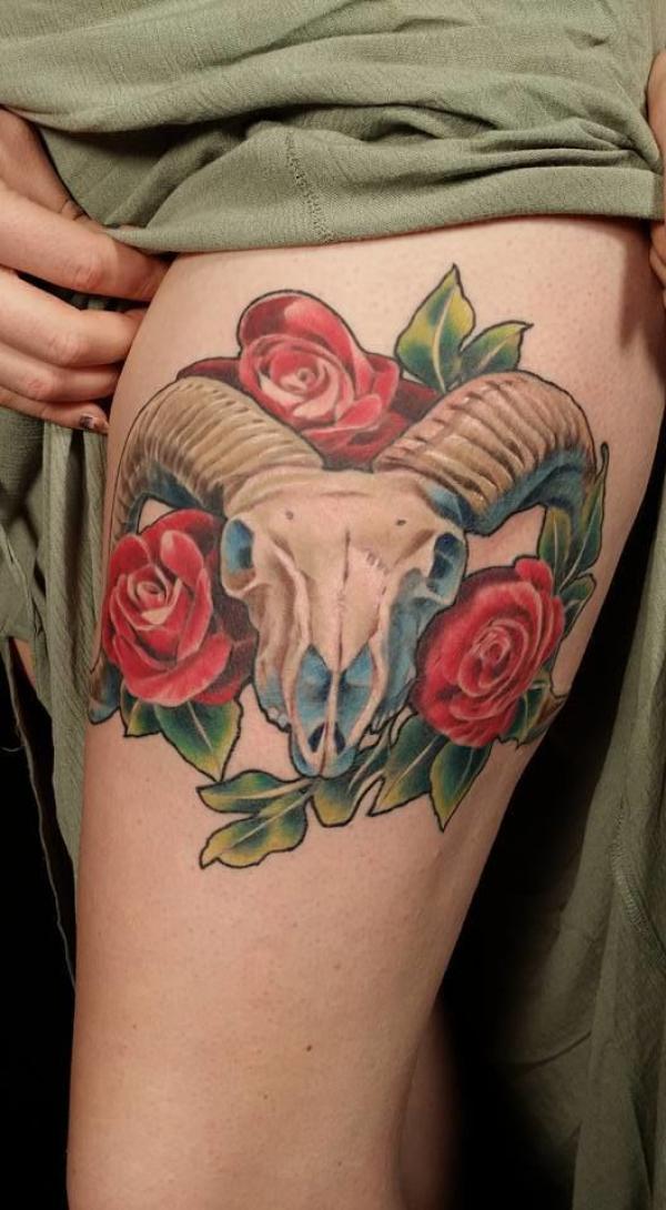 Color Thigh Tattoo | Chris Bijolle - TrueArtists