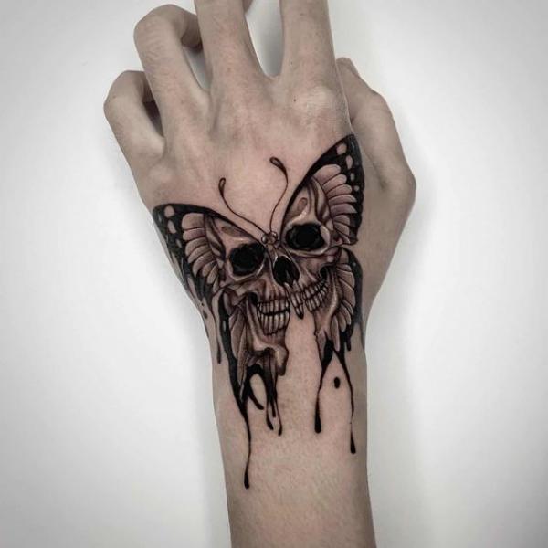 The Tattoo Shop Orem  Skeleton hand and butterfly tattoo by Alex A design  that portrays the circle of life and death  Double tap if you think he  killed it Artist 