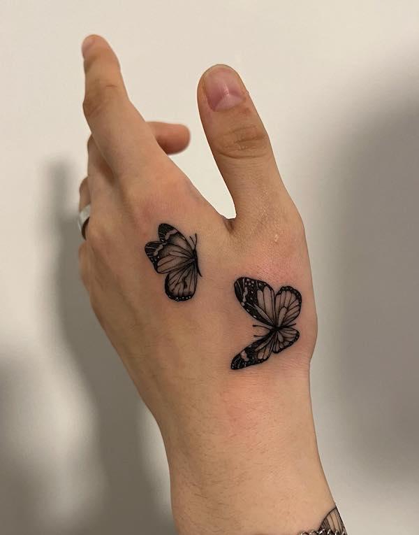 Closeup Little Child Girl with Butterfly Tattoo Sticker on Hand Dress Up  Tattoos Stock Photo  Image of charm chinese 155209356