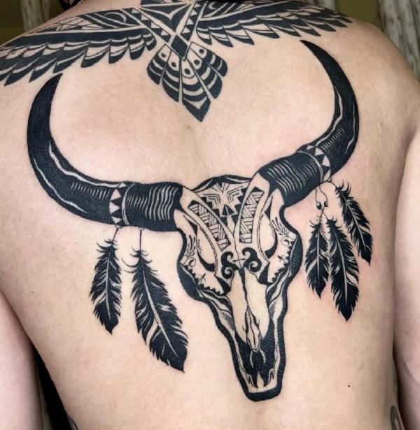 Bull Skull Tattoo Design