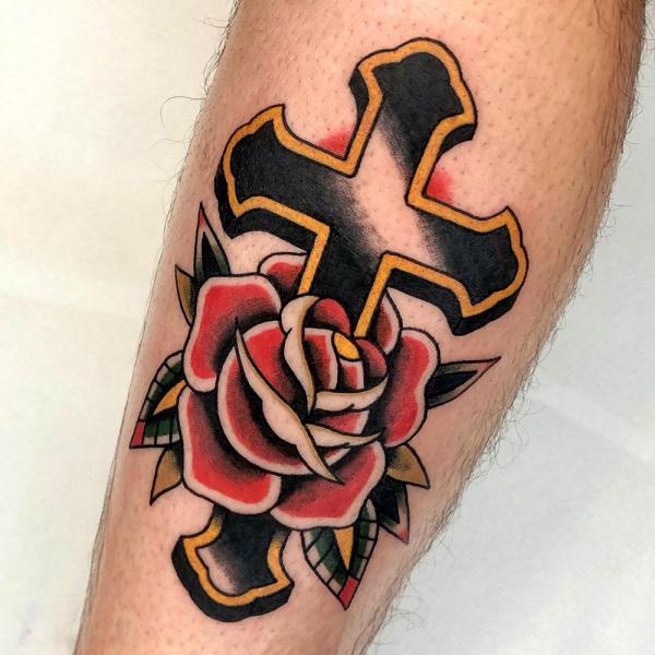 ArtStation  Tattoo Design   hibiscus  cross 