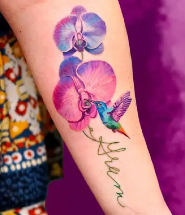 Phalaenopsis orchid tattoo sticker waterproof female long-lasting flower  simulation flower arm sexy belly caesarean section scar cover sticker